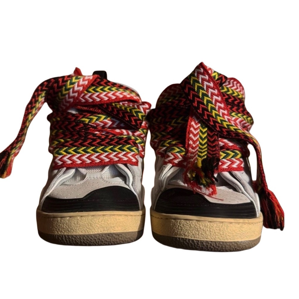 Lanvin White Leather Curb Sneakers